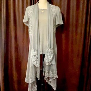 Simply Couture Light Gray Lace Tunic